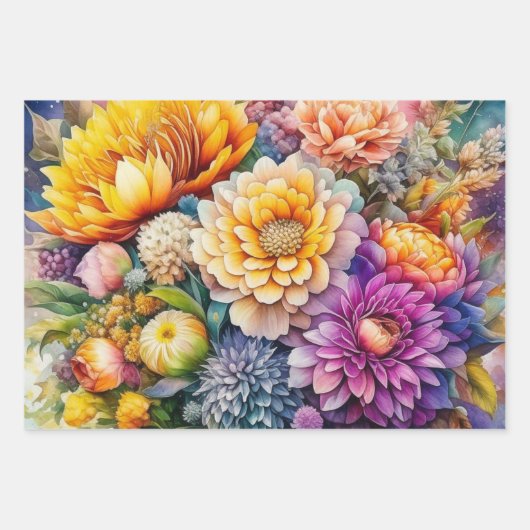  Bloemen Waterverf Ai Art Inpakpapier Vel (Voorkant 2)