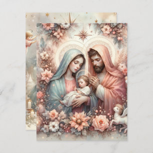 Bloemen Waterverf Baby Jesus Printable papier Kaart