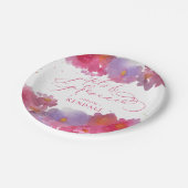 Bloemen Waterverf bloemblaadjes & Prosecco Papieren Bordje (Gekanteld)