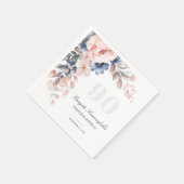 Bloemen Waterverf Blush Roze 90ste Verjaardag Servet (Hoek)