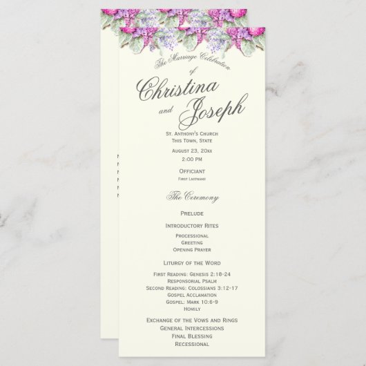 Bloemen Waterverf Boeket Trouwprogramma Programma (Voorkant / Achterkant)