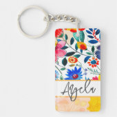Bloemen Waterverf Boho Kleurrijke Keepsake Sleutelhanger (Voorkant)