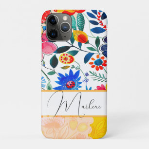 Bloemen Waterverf Boho Patroon Tropisch iPhone 11 Pro Hoesje