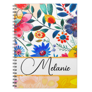 Bloemen Waterverf Boho Patroon Tropisch Notitieboek