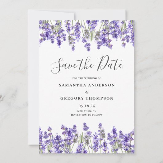 Bloemen Waterverf Bruiloft Flat Save The Date Kaar (Voorkant)