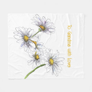 Bloemen Waterverf Daisy Oma met Liefde Fleece Deken