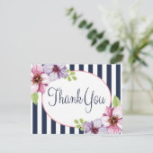 Bloemen Waterverf Dank u Paarse Bloem Briefkaart (Staand voorkant)
