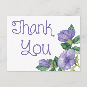 Bloemen Waterverf Dank u Paarse Bloem Briefkaart
