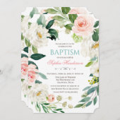 Bloemen Waterverf Doopuitnodiging Kaart (Voorkant / Achterkant)