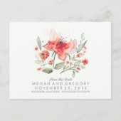 Bloemen waterverf Elegant Save the Date Aankondigingskaart (Voorkant)