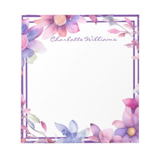 Bloemen Waterverf grens gepersonaliseerd Notitieblok