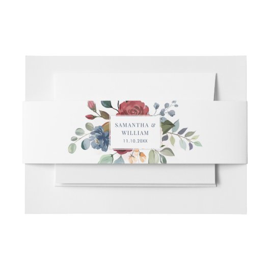 Bloemen Waterverf groen bruiloft Uitnodigingen Wikkel (Voorkant Voorbeeld)