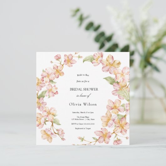 Bloemen waterverf groen Elegant vrijgezellenfeest Kaart (Staand voorkant)