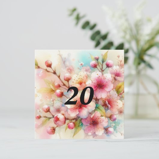 Bloemen waterverf in zachte pastelkleuren kaart (Staand voorkant)