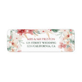 Bloemen Waterverf Kerst Rustieke Winter Wedding Etiket (Voorkant)