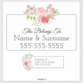 Bloemen waterverf krans | Eigen naam label label (Vel)