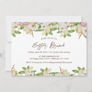 Bloemen waterverf Lente Pasen brunch & eierjacht Kaart