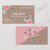 Bloemen waterverf make-up haar kraft typografie visitekaartje (Voorkant / Achterkant)