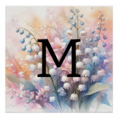 Bloemen waterverf monogram lelie van het dal perfect poster (Voorkant)