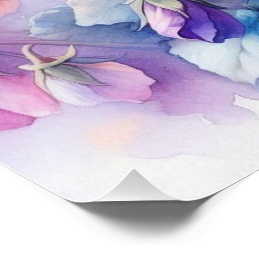 Bloemen waterverf monogram roze paarse slipjes perfect poster (Hoek)