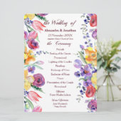 Bloemen Waterverf op White Flat Wedding Program Programma (Staand voorkant)