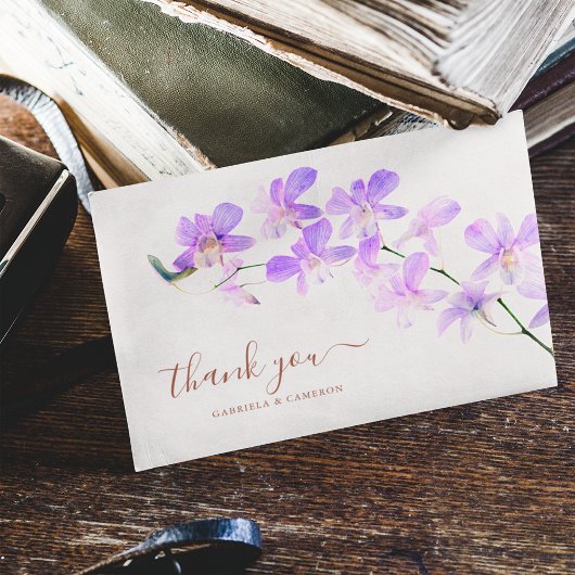 Bloemen Waterverf Orchideeën Terracotta Bruiloft Bedankkaart