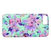 Bloemen waterverf patroonbloem blauwgroen paarse r Case-Mate iPhone case (Achterkant (Horizontaal))