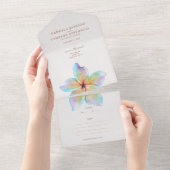 Bloemen Waterverf Plumeria Terracotta Bruiloft All In One Uitnodiging (Afscheurbaar)