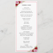 Bloemen Waterverf Roos bruiloft Programma (Achterkant)