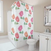 Bloemen Waterverf Roos Douchegordijn (In situ)