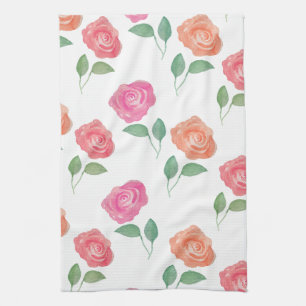 Bloemen Waterverf Roos Theedoek