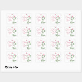 Bloemen Waterverf roze bloemen bruiloft dank u Vierkante Sticker (Vel)