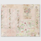 bloemen Waterverf Roze bloemen Collage Art Cadeaupapier (Vlak)