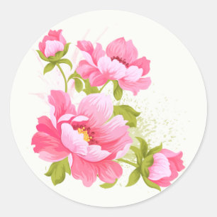 Bloemen Waterverf roze pioenen bloem Stickers
