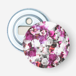 Bloemen Waterverf - Roze & wit abstract design Button Flesopener
