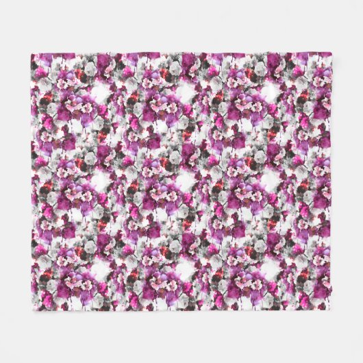 Bloemen Waterverf - Roze & wit abstract design Fleece Deken (Voorkant (Horizontaal))