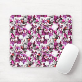 Bloemen Waterverf - Roze & wit abstract design Muismat
