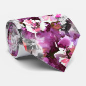 Bloemen Waterverf - Roze & wit abstract design Stropdas (Opgerold)