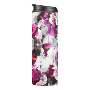 Bloemen Waterverf - Roze & wit abstract design Thermosbeker
