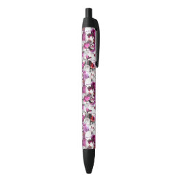 Bloemen Waterverf - Roze & wit abstract design Zwarte Inkt Pen