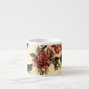 Bloemen Waterverf Rozen, pioenen patroon. Espresso Kop
