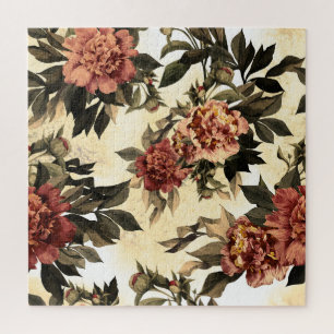 Bloemen Waterverf Rozen, pioenen patroon. Legpuzzel