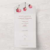 Bloemen Waterverf Rozen Terracotta Bruiloft All In One Uitnodiging (Binnen)