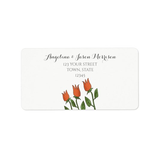 Bloemen Waterverf Spring Tulpen Wit Pure Elegant Etiket (Voorkant)
