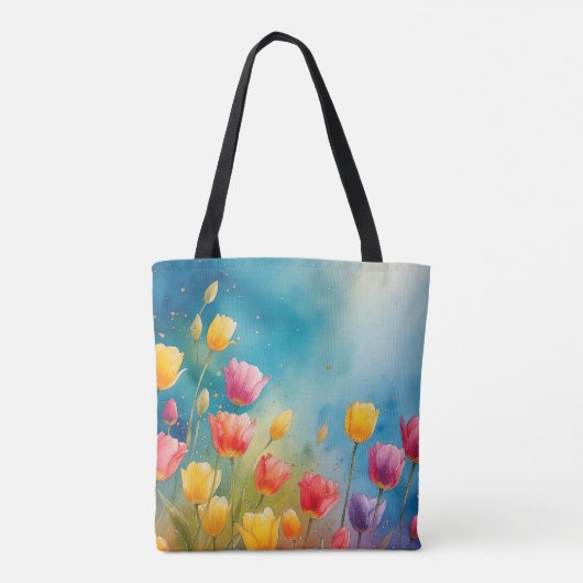 Bloemen waterverf tas met tulpen (Achterkant)