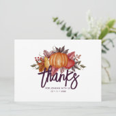 Bloemen Waterverf Thanksgiving Diner Bedankkaart (Staand voorkant)