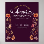 Bloemen Waterverf Thanksgiving Diner Poster (Voorkant)