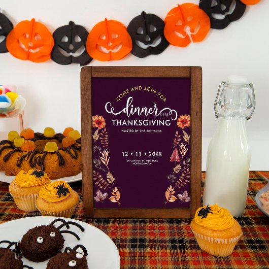 Bloemen Waterverf Thanksgiving Diner Poster