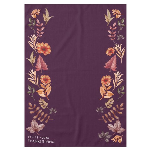 Bloemen Waterverf Thanksgiving Diner Tafelkleed (Voorkant)