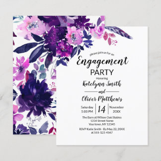 Bloemen Waterverf Trendy Verloving Kaart